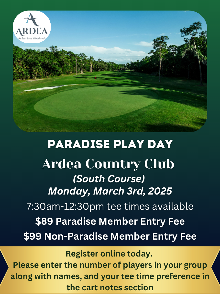 Ardea South Course Paradise Play Day Mon March 3rd, 2025