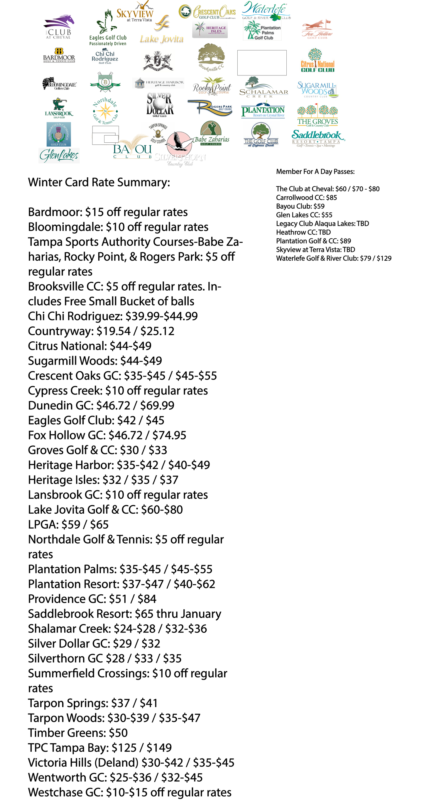 Paradise Winter 2023-2024 Card Valid Nov 1-March 31 ($122+Tax,S&H)