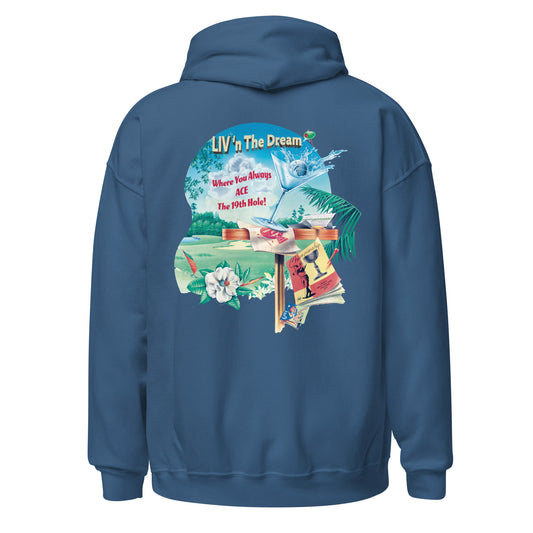 Unisex Adult Men's Fit 19th Hole Livin The Dream Golf Hoodie Pullover Funny Sweatshirt Happy Hour cocktails